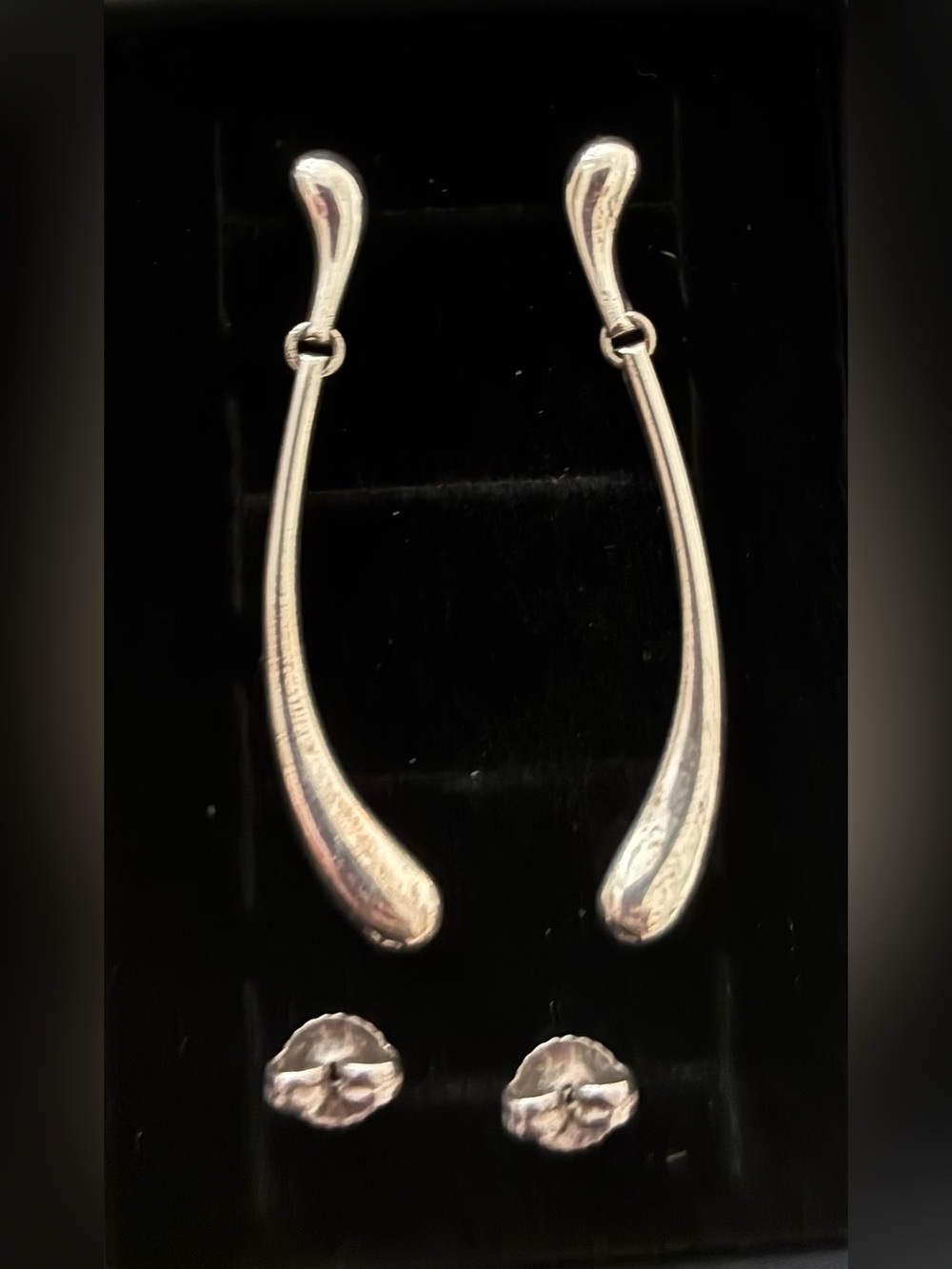 Tiffany & Co. Elsa Peretti Silver Long Drop Teardrop Earrings